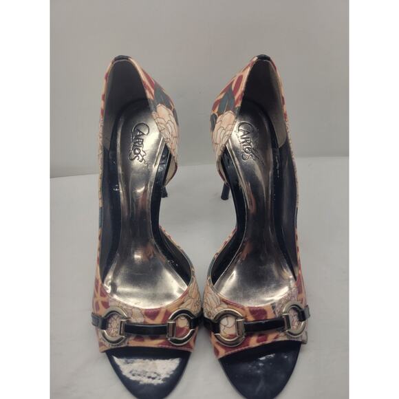 Carlos Santana Roulette Pink Roses High Heels Open Toe Womens Stilettos Size 7M - Picture 3 of 8